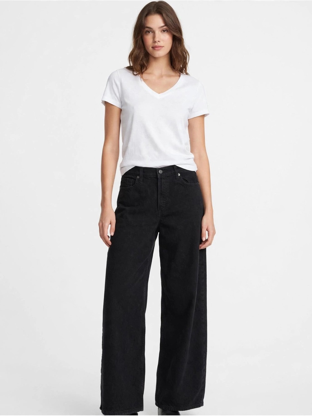 GAP Black Wide-Leg Mid-Rise Ultra Soft Jeans for Women